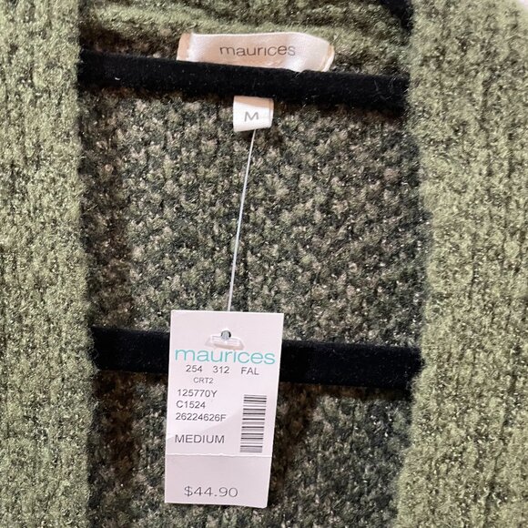 NWT Maurices Camo Knit Duster Cardigan Sweater Open Front Pockets Medium - Picture 3 of 6